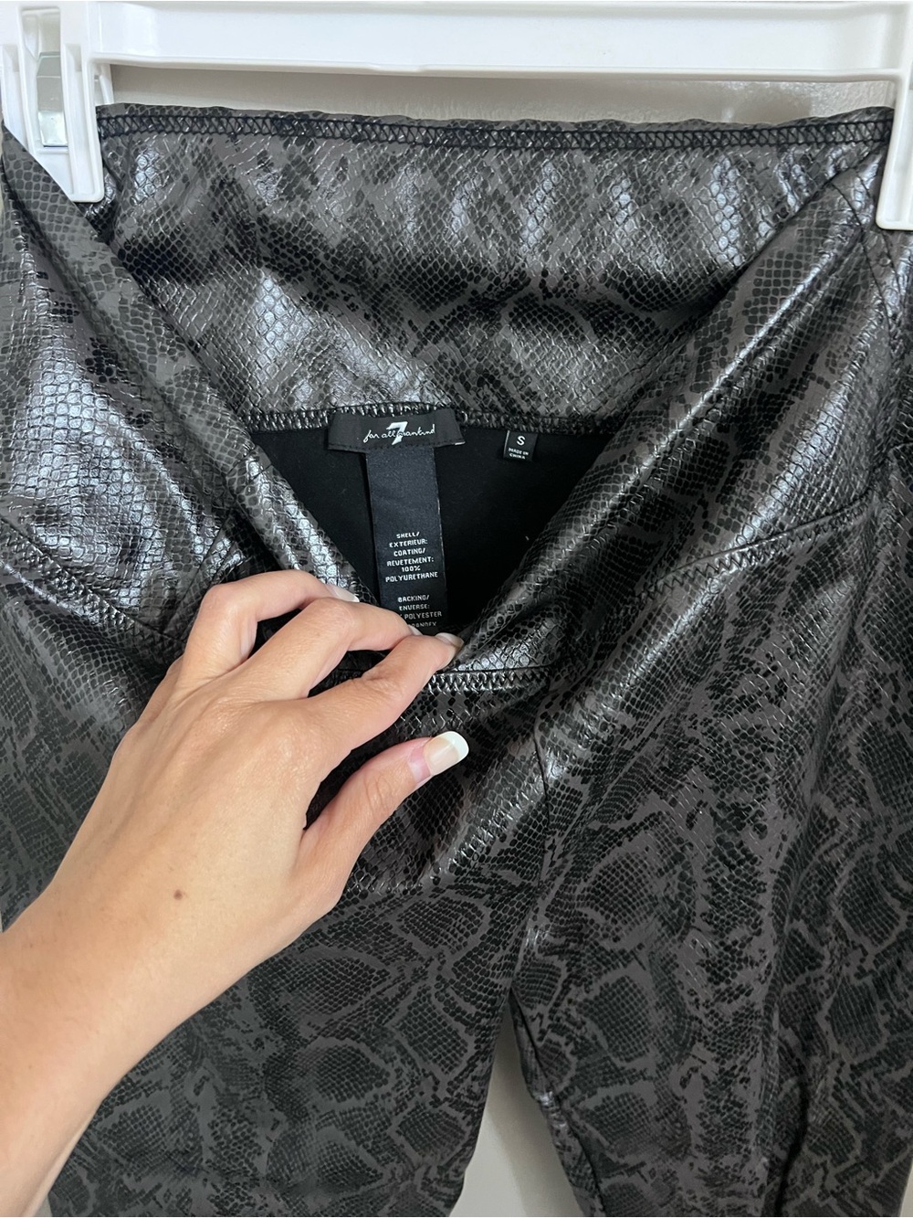 7 For All Mankind Black Snakeskin-Texture Faux Leather Jacket